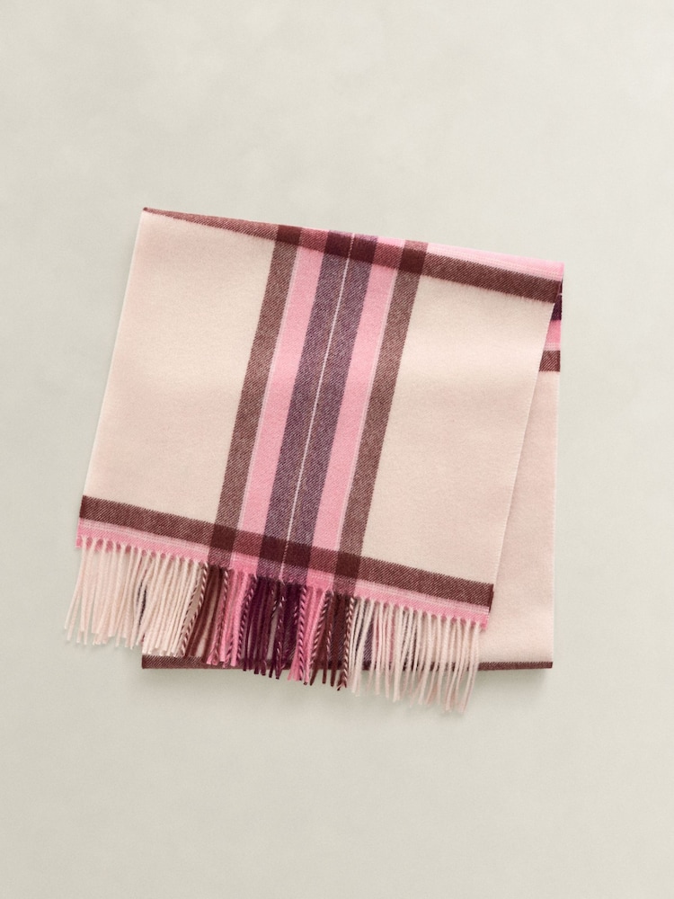 GANT Pink Wool Tartan Check Scarf - Image 1 of 1 GANT Pink Wool Tartan Check Scarf - Image 1 of 1