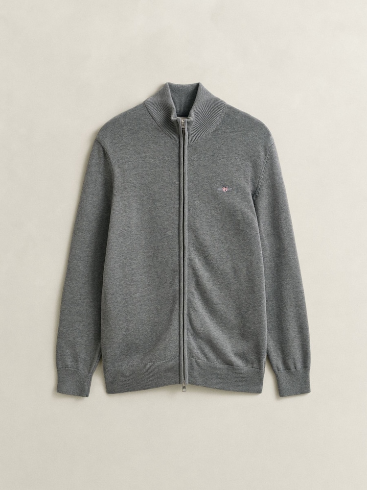 GANT Grey Zip Through Knit Cardigan - Image 5 of 5
