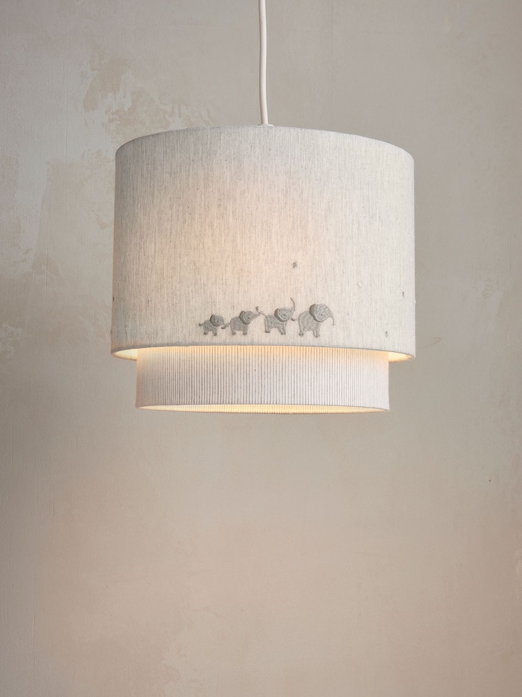 Mamas & Papas WTTW Grey Elephant Welcome to the World Elephant Lampshade 100% Cotton Lampshade - Image 1 of 4
