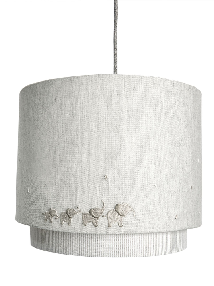 Mamas & Papas WTTW Grey Elephant Welcome to the World Elephant Lampshade 100% Cotton Lampshade - Image 2 of 4