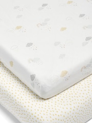 Mamas & Papas x Laura Ashley 2 Pack Cloud Grey Gingham Fitted 100% Cotton Cot Bed Sheets - Image 1 of 3