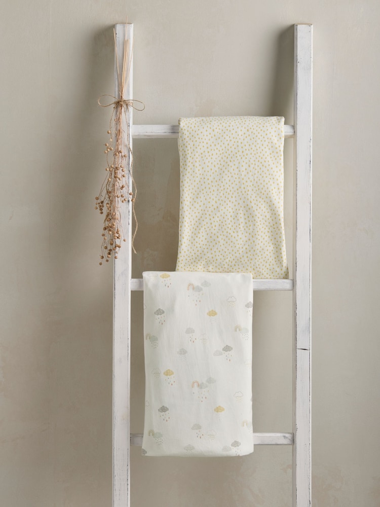 Mamas & Papas x Laura Ashley 2 Pack Cloud Grey Gingham Fitted 100% Cotton Cot Bed Sheets - Image 2 of 3