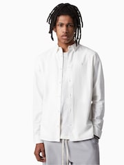 AllSaints White Lovell Long Sleeve 100% Cotton Shirt - Image 1 of 6