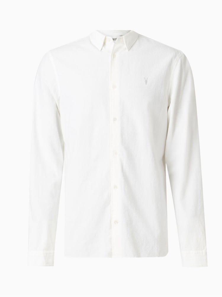 AllSaints White Lovell Long Sleeve 100% Cotton Shirt - Image 4 of 6