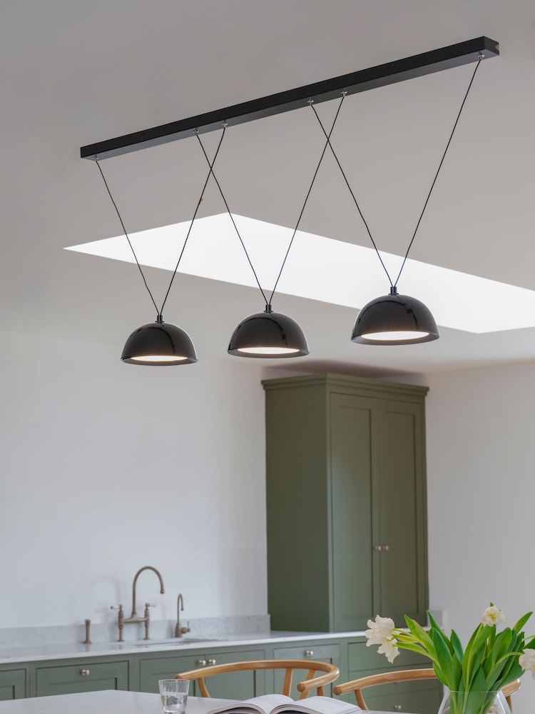 Jasper Conran London Black 3 Light Domed Pendant With Diffuser - Image 1 of 5