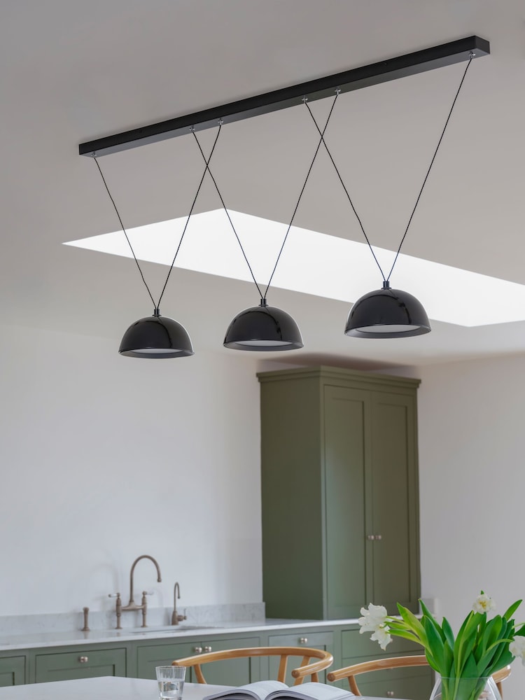 Jasper Conran London Black 3 Light Domed Pendant With Diffuser - Image 2 of 5