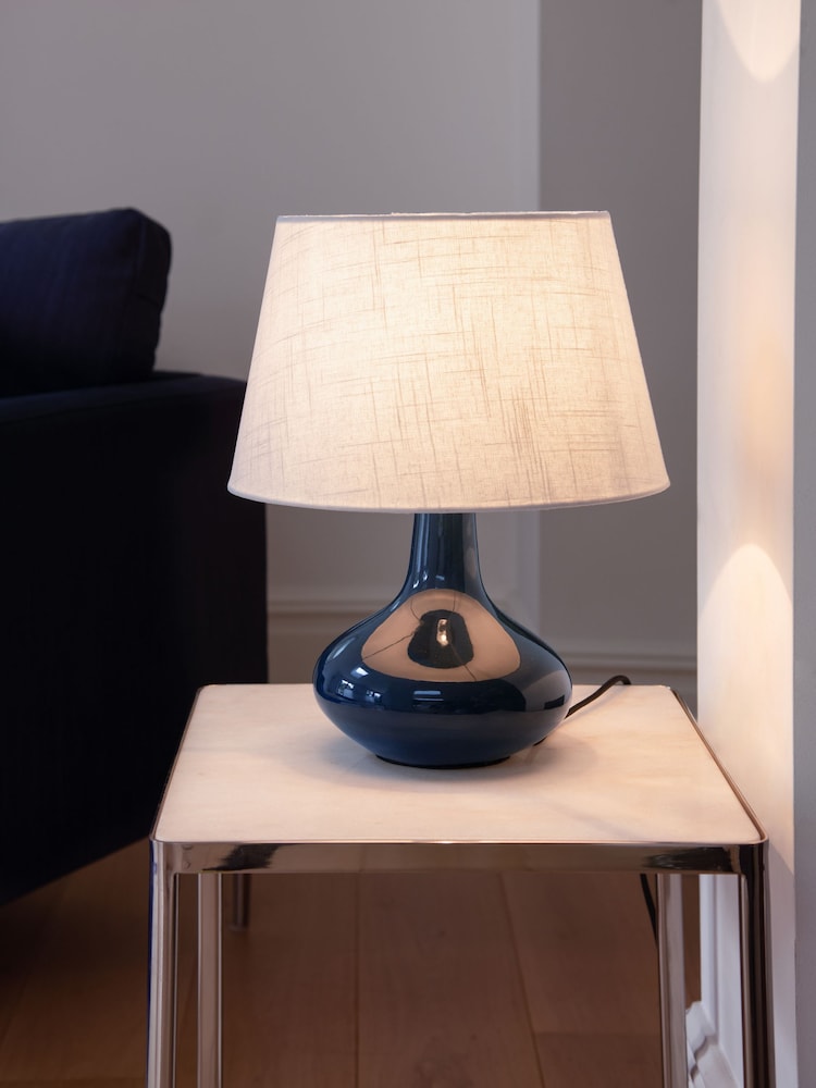 Jasper Conran London Blue Curved Ceramic Table Lamp - Image 1 of 5 Jasper Conran London Blue Curved Ceramic Table Lamp - Image 1 of 5