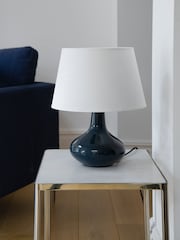 Jasper Conran London Blue Curved Ceramic Table Lamp - Image 2 of 5