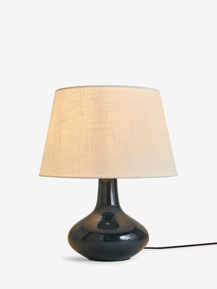 Jasper Conran London Blue Curved Ceramic Table Lamp - Image 5 of 5