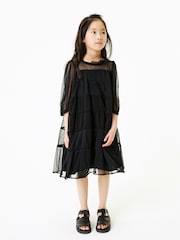 Black Tiered Mesh Dress (3-16yrs) - Image 1 of 4