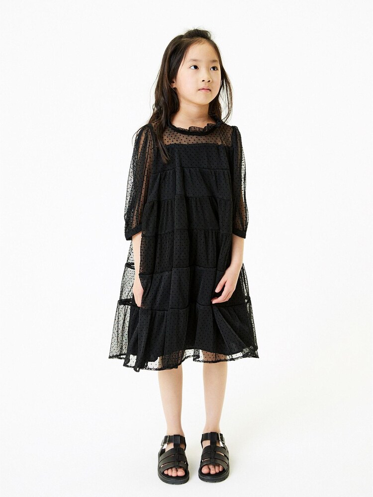 Black Tiered Mesh Dress (3-16yrs) - Image 1 of 4