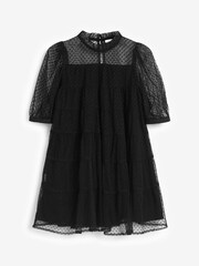 Black Tiered Mesh Dress (3-16yrs) - Image 2 of 4