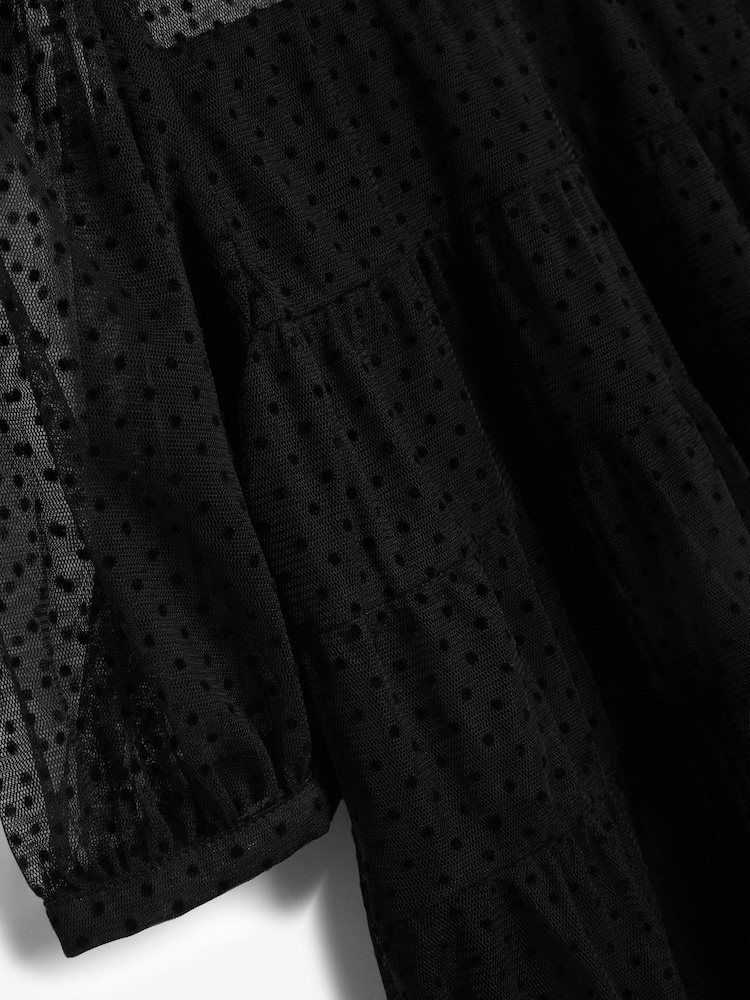 Black Tiered Mesh Dress (3-16yrs) - Image 4 of 4
