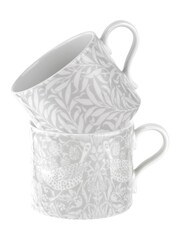 Morris & Co. Set of 2 Grey Strawberry Thief & Willow Bough Mugs - Image 2 of 3