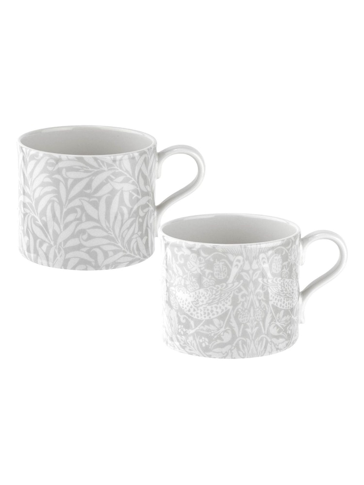 Morris & Co. Set of 2 Grey Strawberry Thief & Willow Bough Mugs - Image 3 of 3