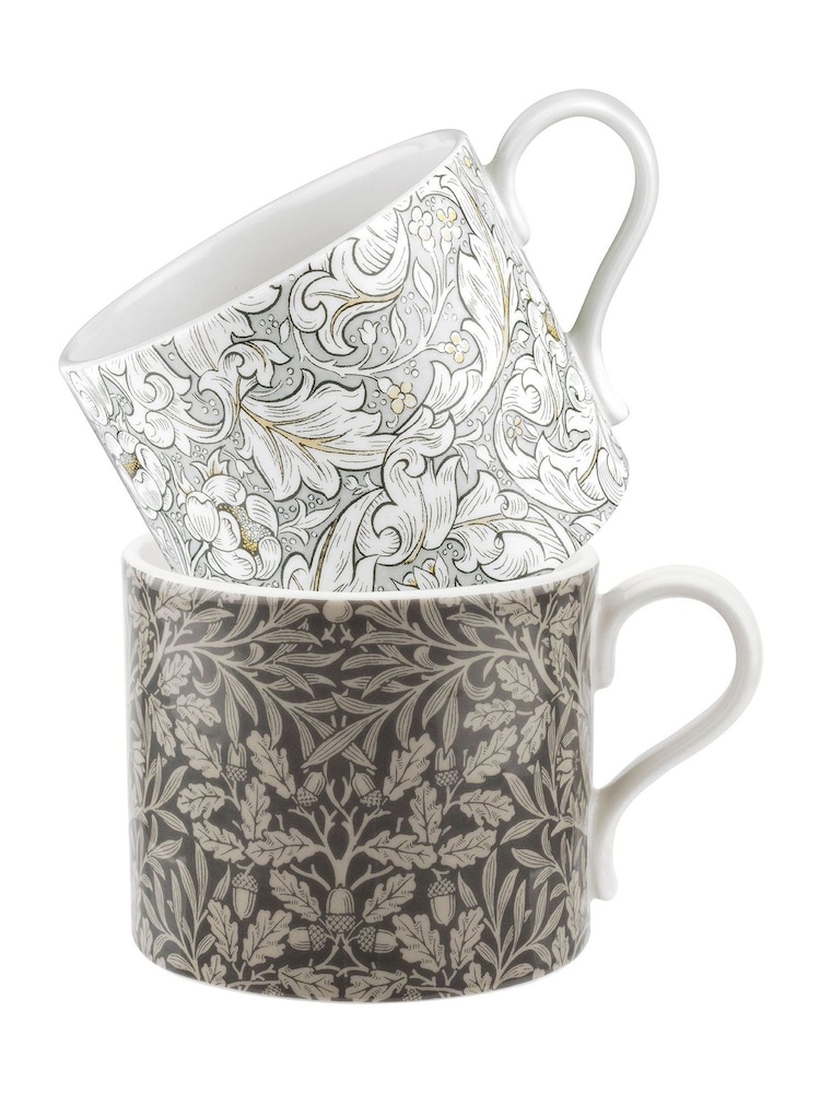 Morris & Co. Set of 2 Grey Bachelors & Acorn Mugs - Image 2 of 3