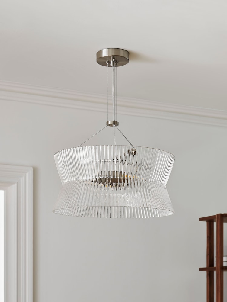 Jasper Conran London White Pleated Glass Pendant - Image 2 of 5