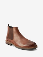 Marron fauve - Bottes Chelsea en cuir à crampons - Image 3 of 5