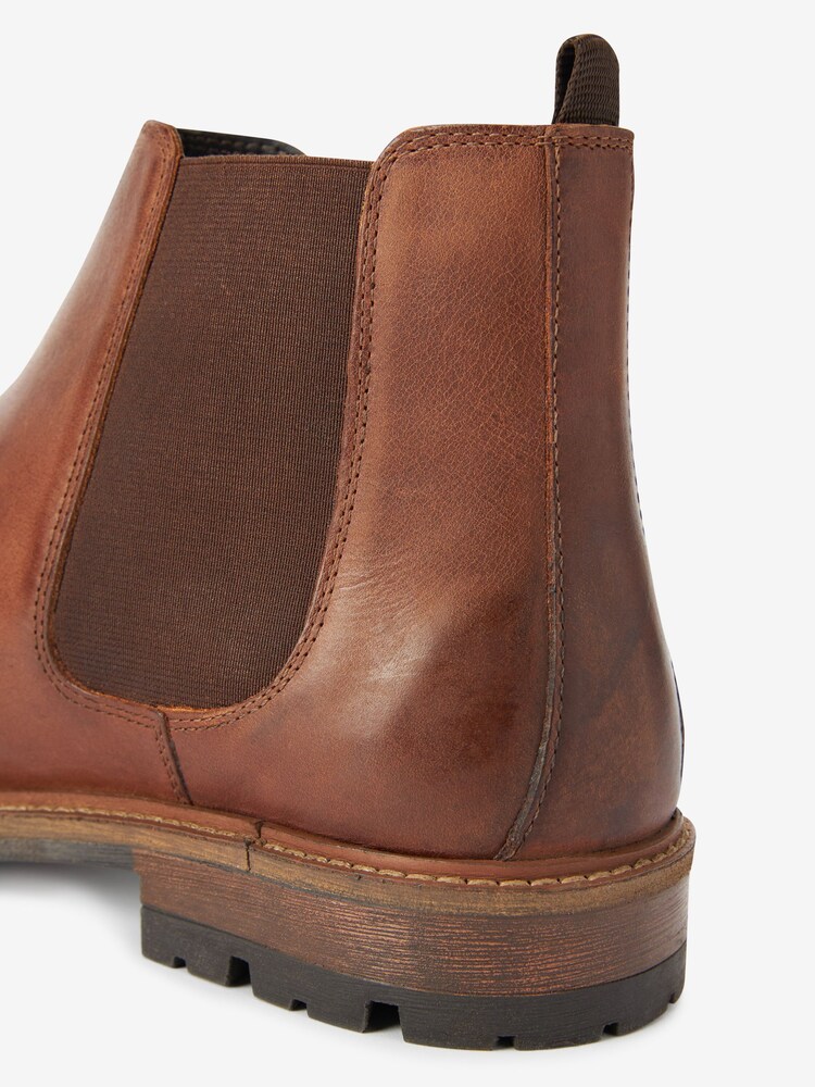Marron fauve - Bottes Chelsea en cuir à crampons - Image 4 of 5