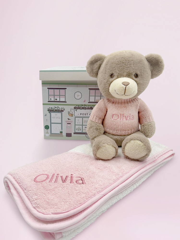 Personalised Frankie 100% Cotton Towel with Hooded Bear by Babyblooms - Image 1 of 7