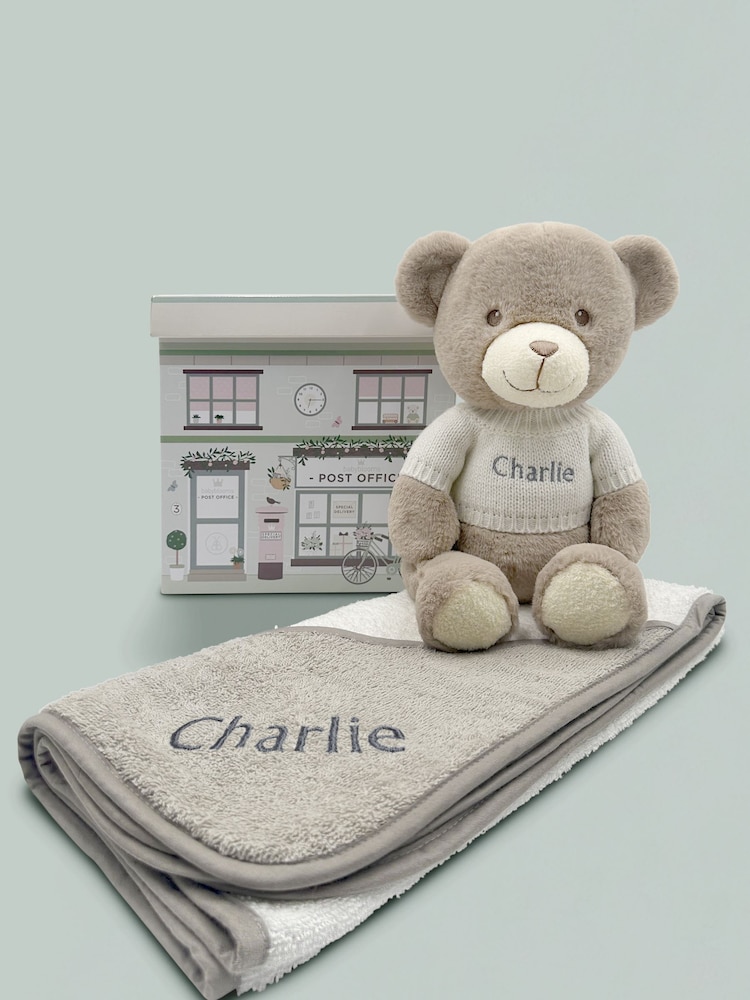 Personalised Frankie 100% Cotton Towel with Hooded Bear by Babyblooms - Image 1 of 7