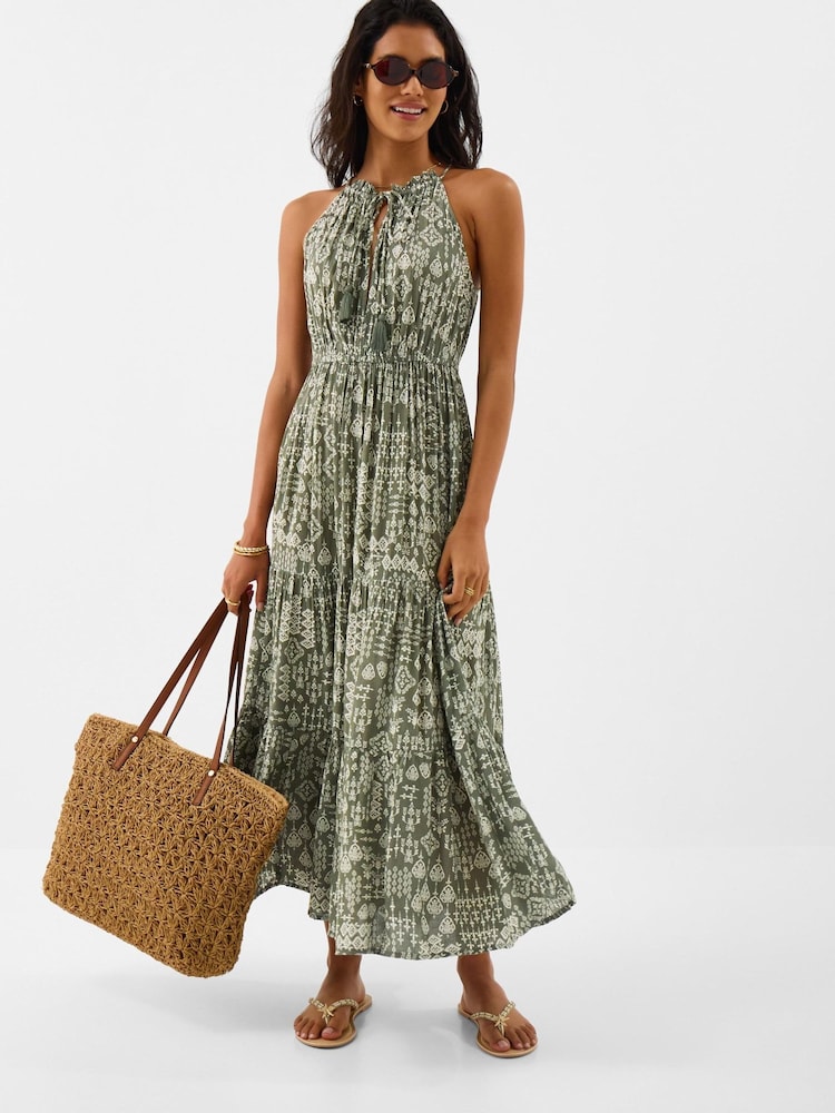 Accessorize Green Printed Halter Neck Maxi Dress - Image 1 of 4 Accessorize Green Printed Halter Neck Maxi Dress - Image 1 of 4