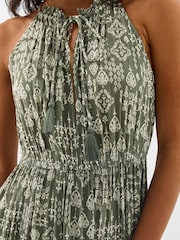 Accessorize Green Printed Halter Neck Maxi Dress - Image 2 of 4