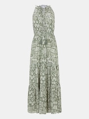 Accessorize Green Printed Halter Neck Maxi Dress - Image 4 of 4