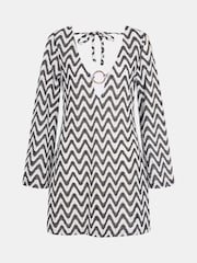 Accessorize Black Mono Crochet Mini Kaftan - Image 4 of 4