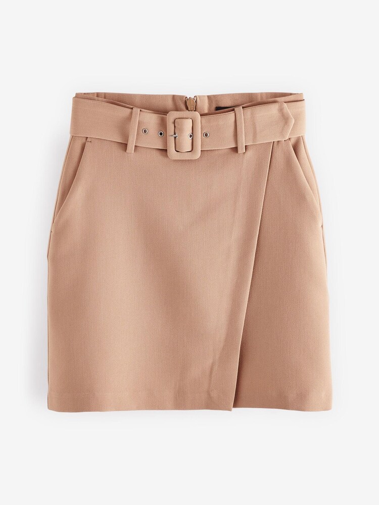 Camel Neutral Smart Belted Mini Skirt - Image 1 of 1