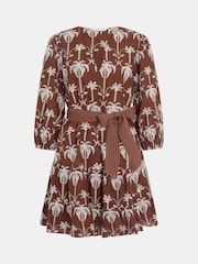 Accessorize Brown Palm Embroidered Mini Dress - Image 4 of 4