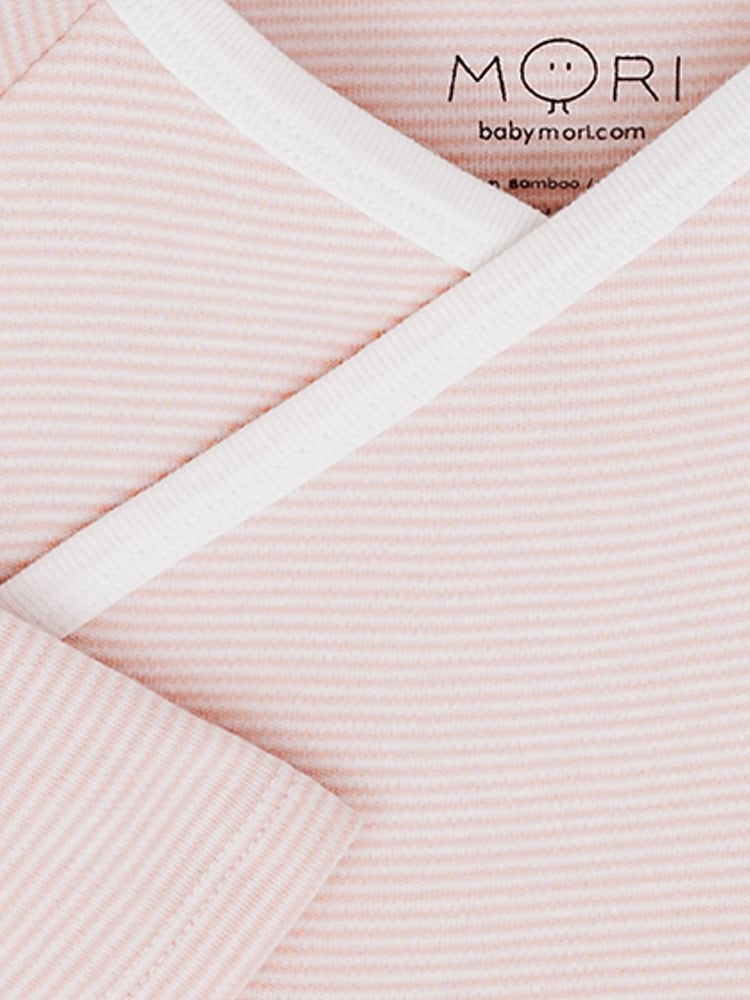 Pink/Rosa/Gestreift - MORI Viscose Cotton Blend Long Sleeve Kimono Bodysuit - Bild 2 von 2 Pink/Rosa/Gestreift - MORI Viscose Cotton Blend Long Sleeve Kimono Bodysuit - Bild 2 von 2