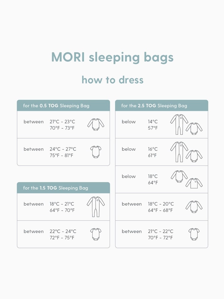 MORI 1.5g Tog Organic Cotton & Bamboo Front Opening Sleeping Bag - Image 6 of 6