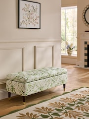 Nina Campbell Springtime Leaves Green Walton Storage Ottoman Bench - Image 1 of 4