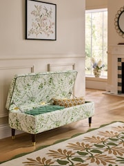 Nina Campbell Springtime Leaves Green Walton Storage Ottoman Bench - Image 2 of 4
