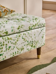 Nina Campbell Springtime Leaves Green Walton Storage Ottoman Bench - Image 4 of 4