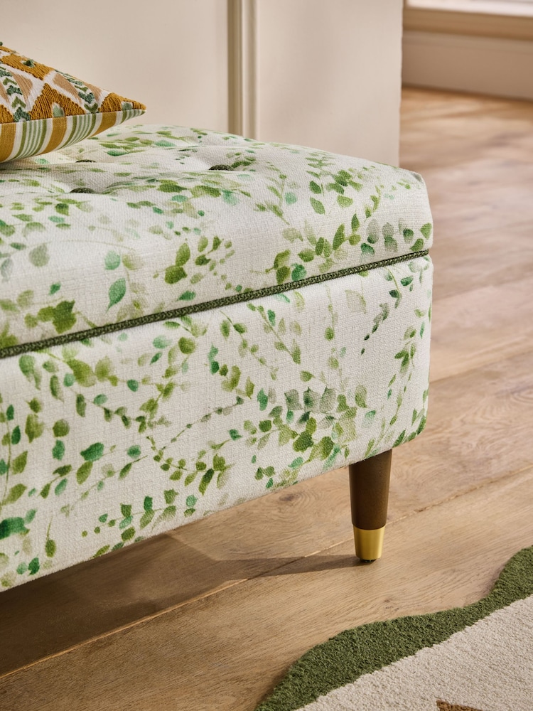 Nina Campbell Springtime Leaves Green Walton Storage Ottoman Bench - Image 4 of 4 Nina Campbell Springtime Leaves Green Walton Storage Ottoman Bench - Image 4 of 4