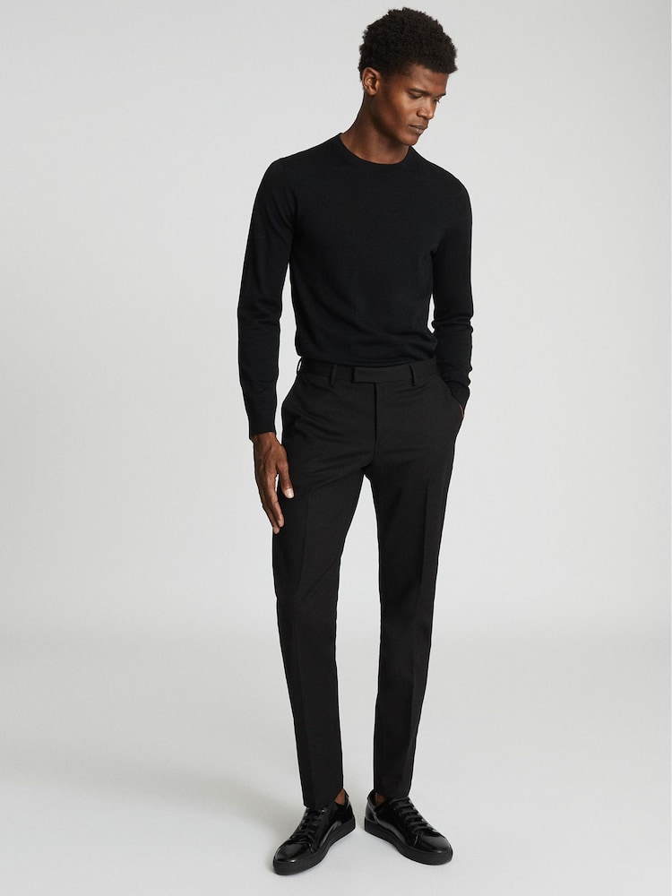 Reiss Black Regular Fit Chinos - Image 1 of 6