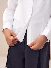 White Touch Fastening Cotton Rich Stretch Long Sleeve School Shirt (3-17yrs) - Image 5 of 8