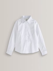 White Touch Fastening Cotton Rich Stretch Long Sleeve School Shirt (3-17yrs) - Image 6 of 8