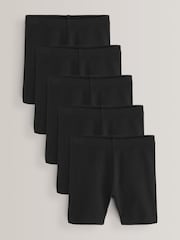 Black Regular Length 5 Pack Cotton Rich Stretch Cycle Shorts (3-16yrs) - Image 1 of 4