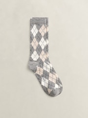 GANT Grey Soft Cotton Argyle Check Socks - Image 1 of 2