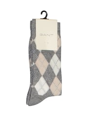 GANT Grey Soft Cotton Argyle Check Socks - Image 2 of 2