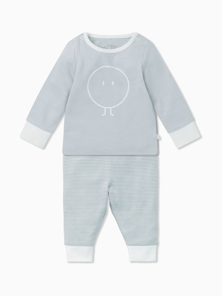 Raya azul - Conjunto de pijama muy suave de mezcla de algodón y viscosa de MORI - Imagen 4 de 4 Raya azul - Conjunto de pijama muy suave de mezcla de algodón y viscosa de MORI - Imagen 4 de 4