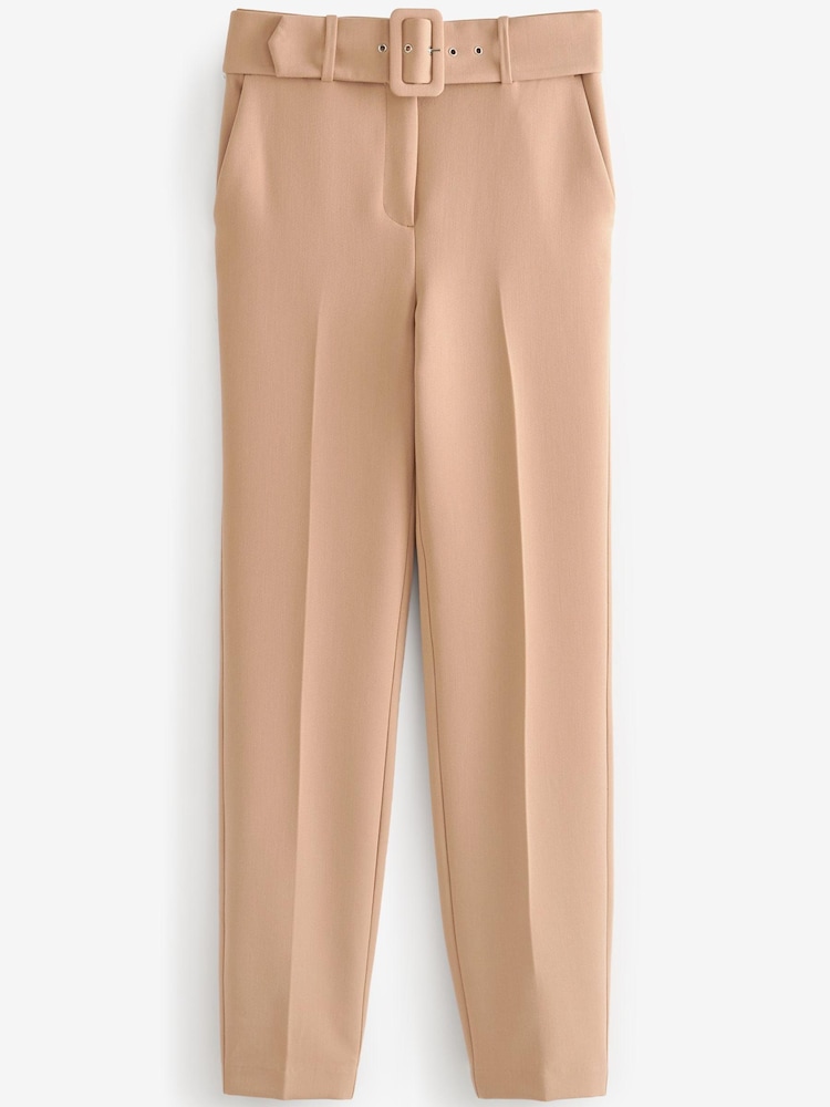 Camel Smart Belted Taper Leg Trousers - Image 1 of 1