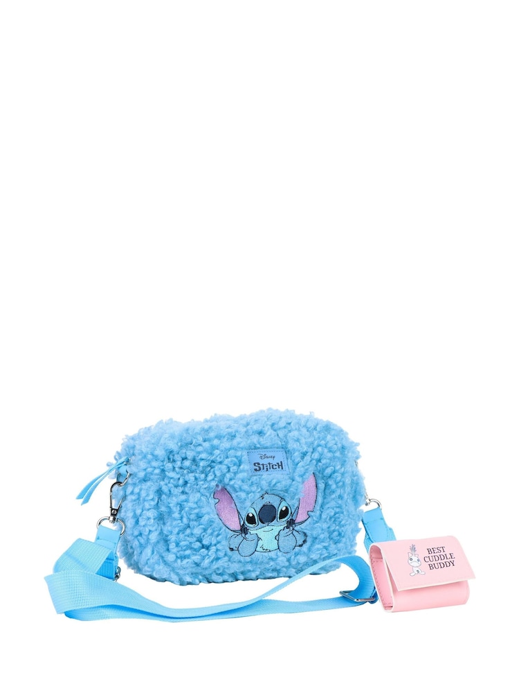 Peers Hardy Blue Disney Stitch Fleece Cross Body Bag - Image 1 of 3 Peers Hardy Blue Disney Stitch Fleece Cross Body Bag - Image 1 of 3
