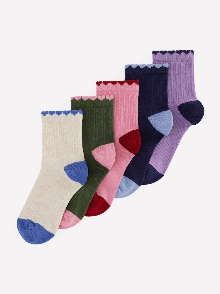 Boden Pink Girls Fun Trim Socks 5 Pack - Image 1 of 2 Boden Pink Girls Fun Trim Socks 5 Pack - Image 1 of 2