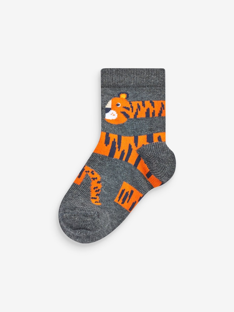 Red/Blue/Green Animal 7 Pack Cotton Rich Socks - Image 3 of 8