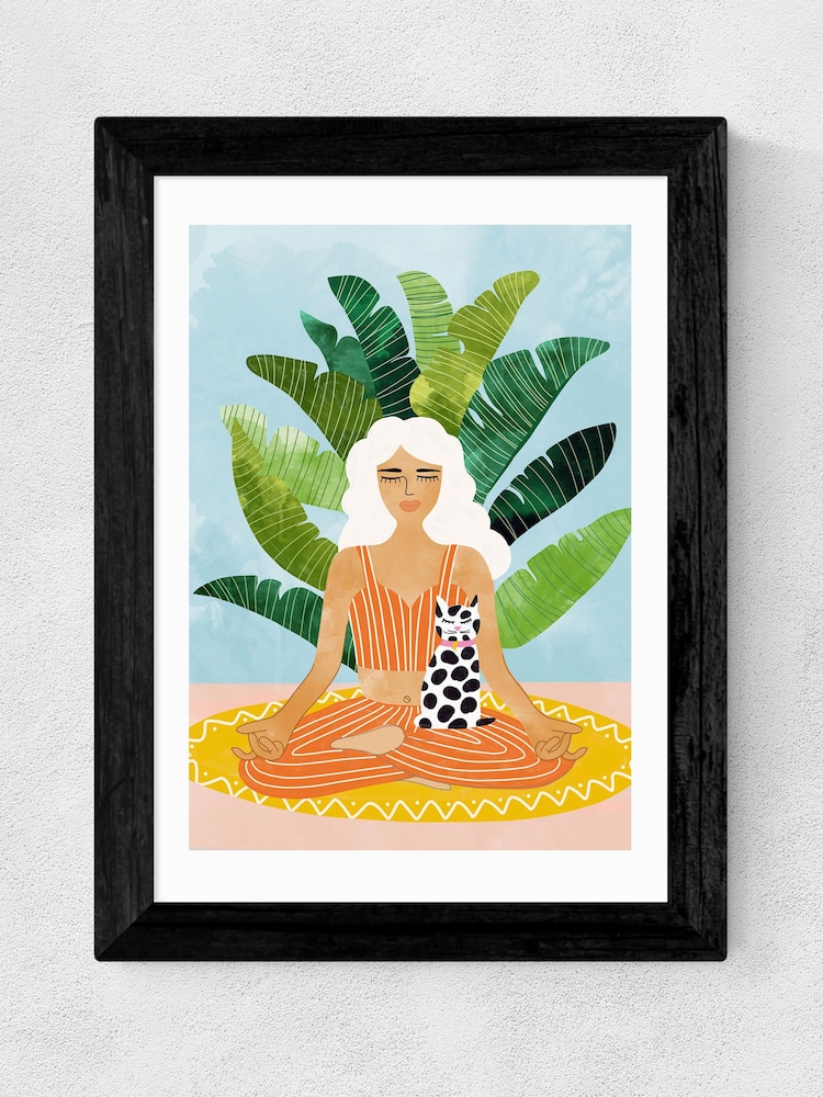 East End Prints Black Meditation With Cat Print - Image 2 of 4