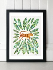East End Prints Black Green Leaves Jaguar Print - Image 1 of 4